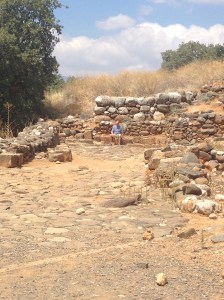 Notice the cobblestone walkway